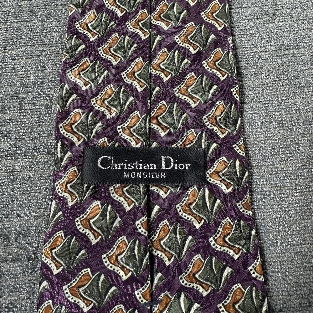 Christian Dior‎ Monsieur Mens Tie Purple 54"x4" Made In USA Printed Polyester